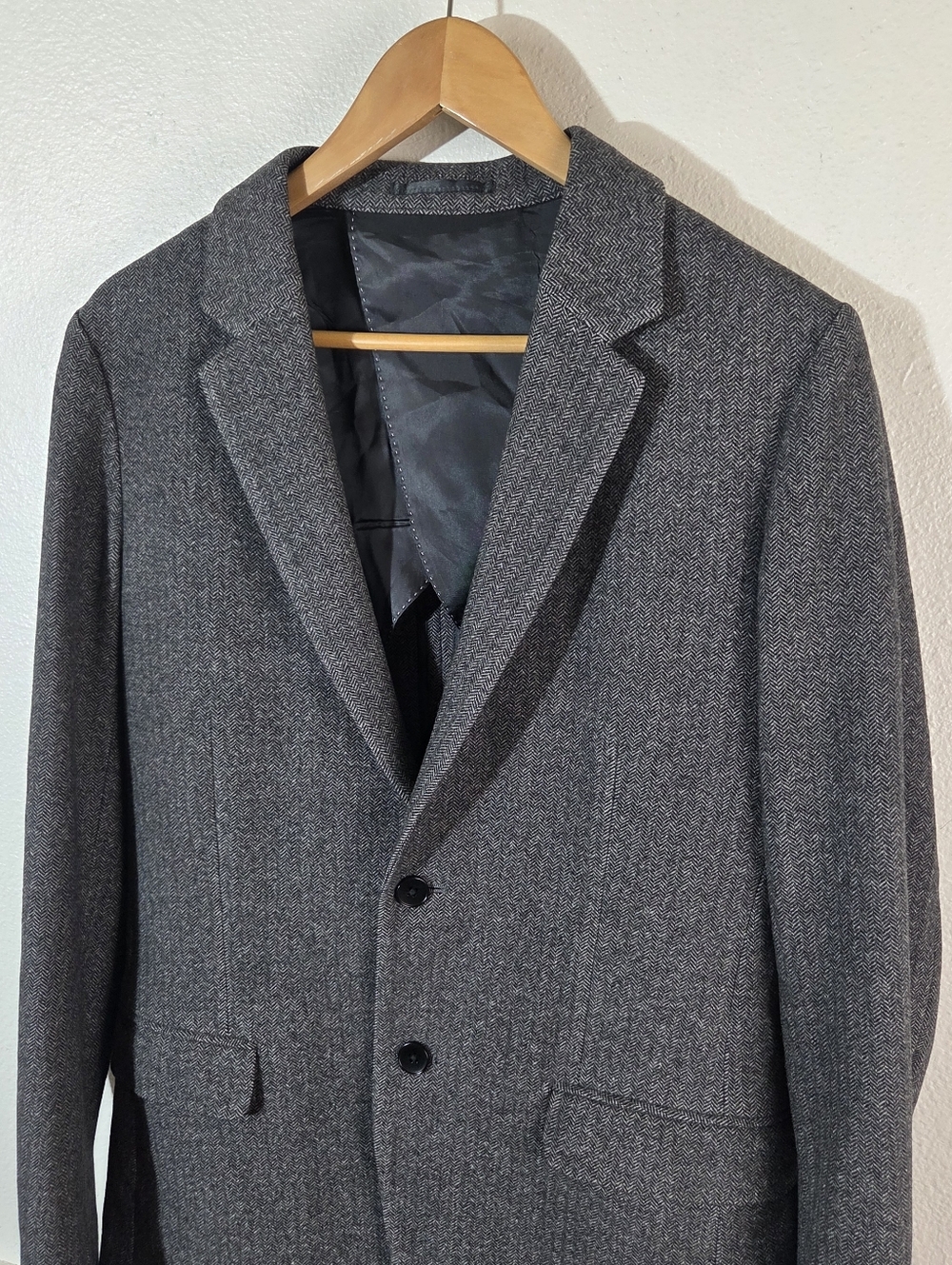 Theory Men’s 38 Gray Herringbone Wool Cashmere Blend Blazer Sport Coat Jacket - Picture 9 of 12
